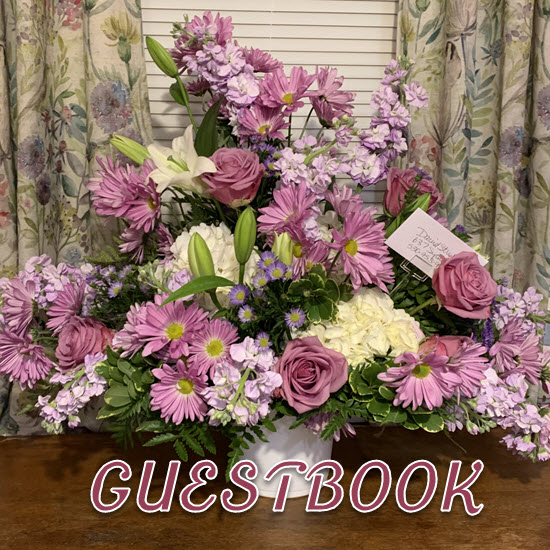 Picture of flowers donated by BVT Publishing with the word guestbook